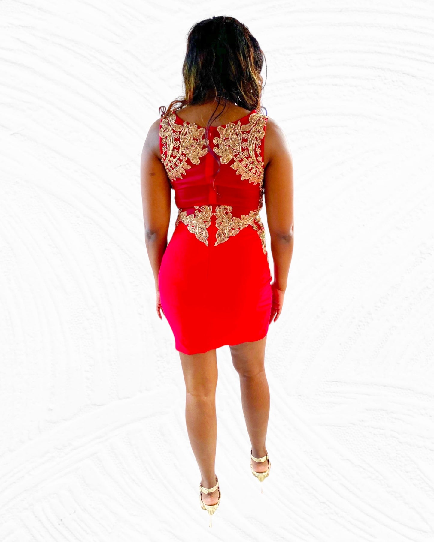 Red & Gold Bodycon Dress